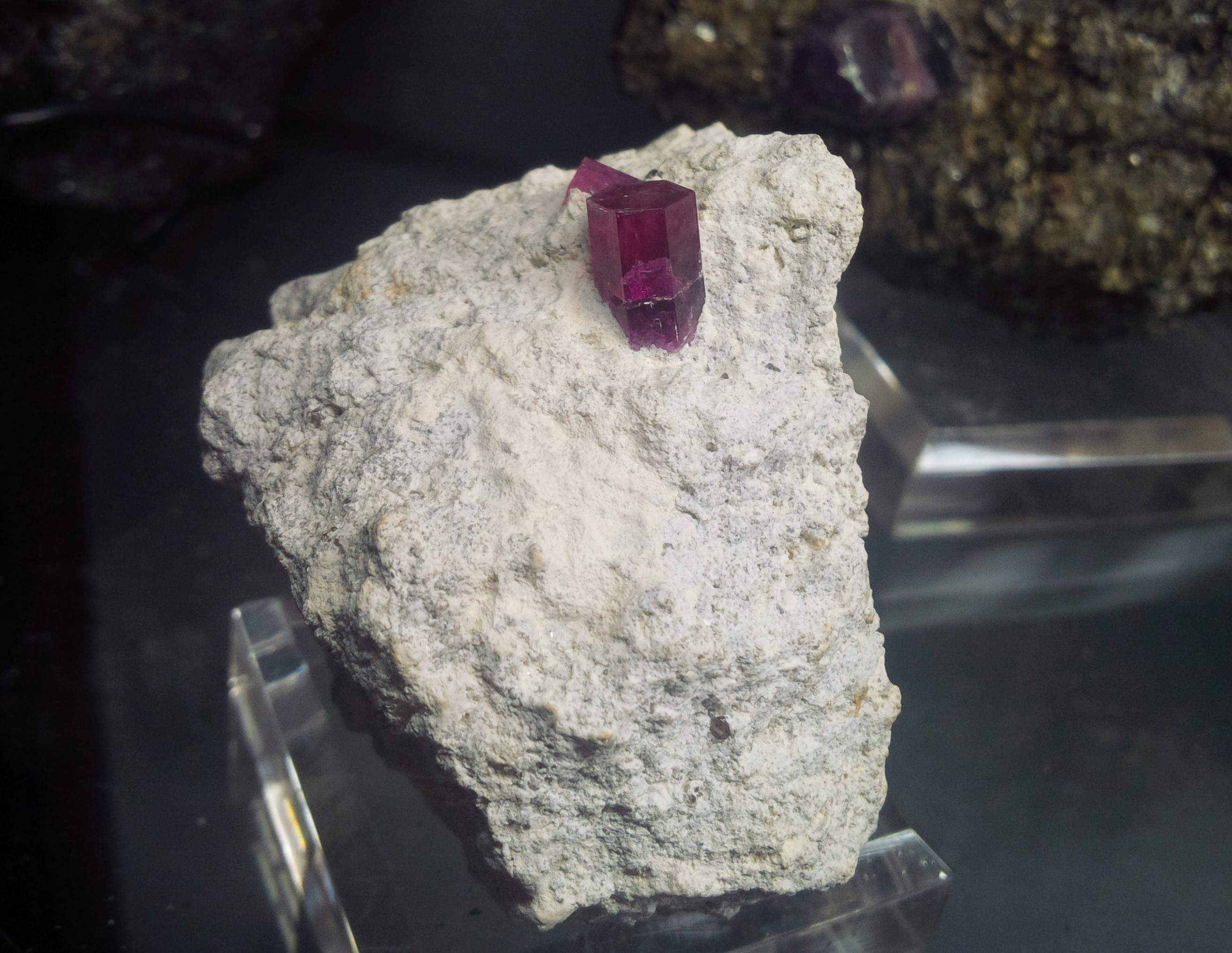transparent red beryl crystal specimen 